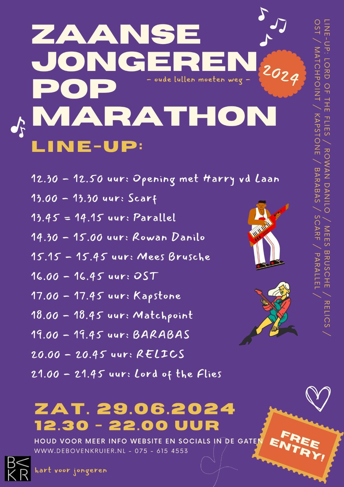 Jongeren Pop marathon @ De Bovenkruier
